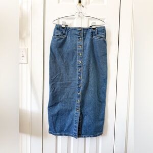 Vintage Denim Button-Front Skirt
